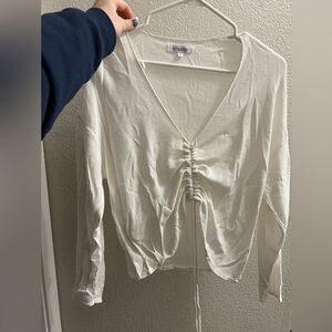 white scrunch sweater